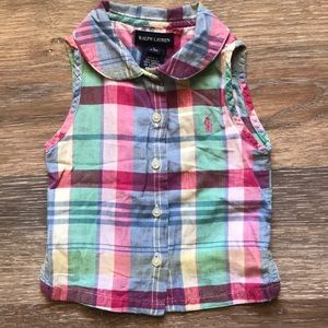 Ralph Lauren sleeveless plaid top 12-18m